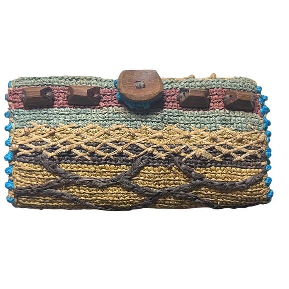 Jamin Puech Clutch Bag Mini Bag Beaded Raffia Weaving Interior Zip Closure Boho - Picture 1 of 7